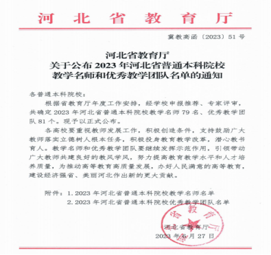 我校教師薛芳及工程與造價(jià)專業(yè)教學(xué)團(tuán)隊(duì)分獲河北省“教學(xué)名師”、“優(yōu)秀教學(xué)團(tuán)隊(duì)”榮譽(yù)稱號(hào)